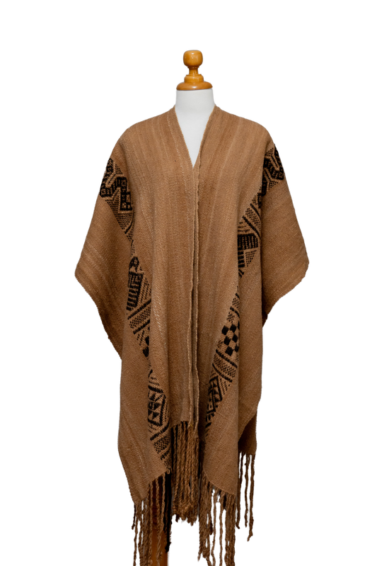 Tan Alpaca Fringe Cape | Divine Connection | Cape 024