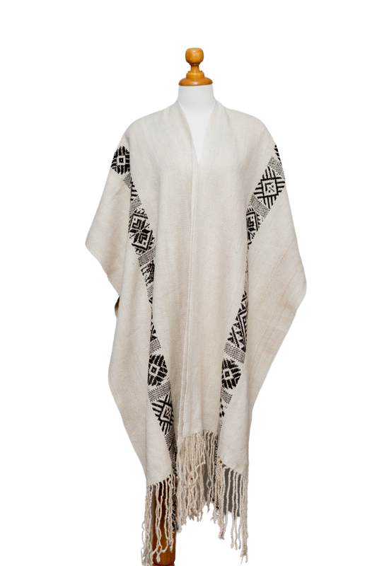 White Alpaca Fringe Cape | Abundance Codes | Cape 028